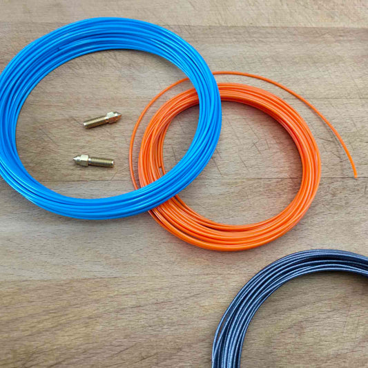 Fiberlogy EASY PETG 3D Printer Filament Samples BLUE ORANGE VERTIGO