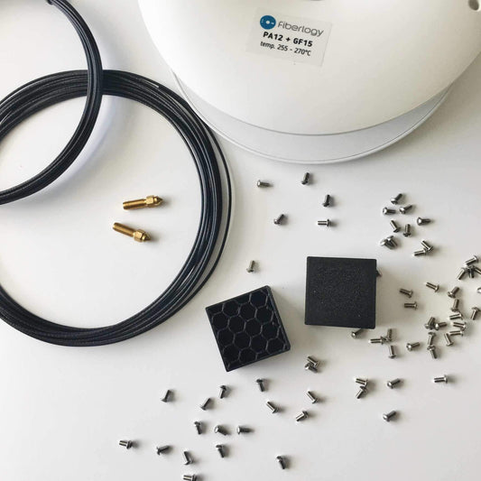 Fiberlogy 3D Printing Filament PA12+GF15 Black Samples