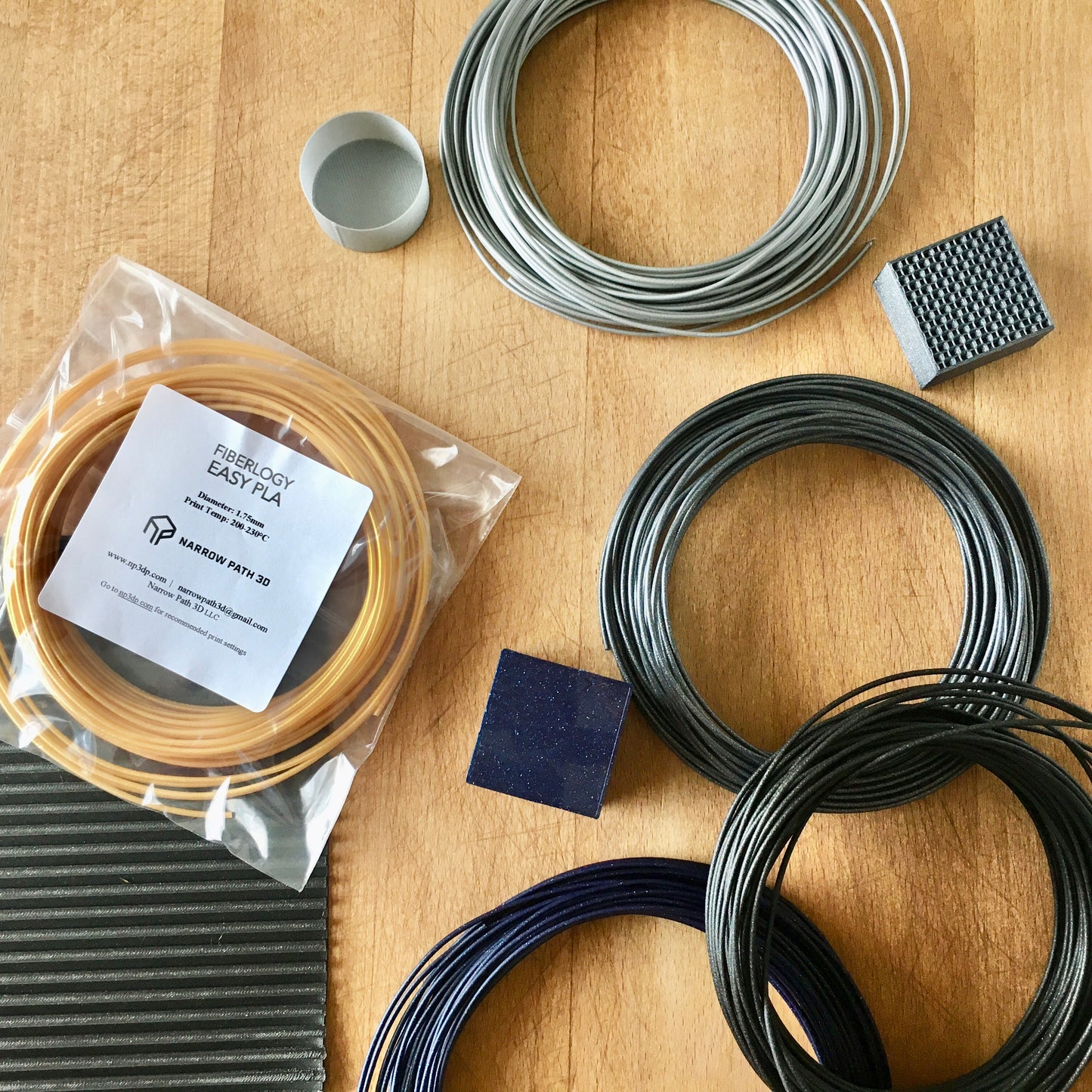 Fiberlogy EASY PLA 3D Printer Filament Samples 5 Special Colors