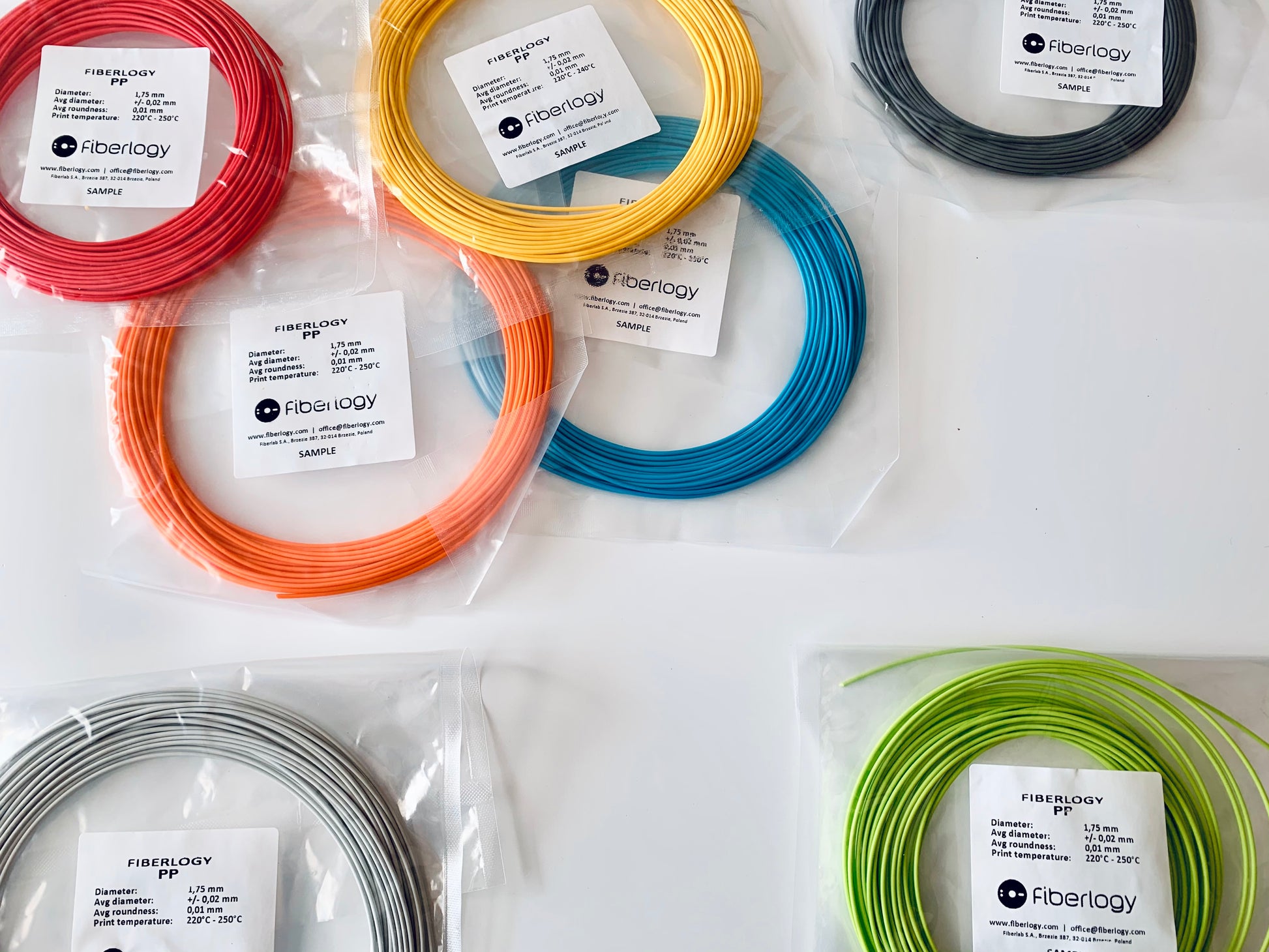 Fiberlogy PP 3D Printer Filament Samples