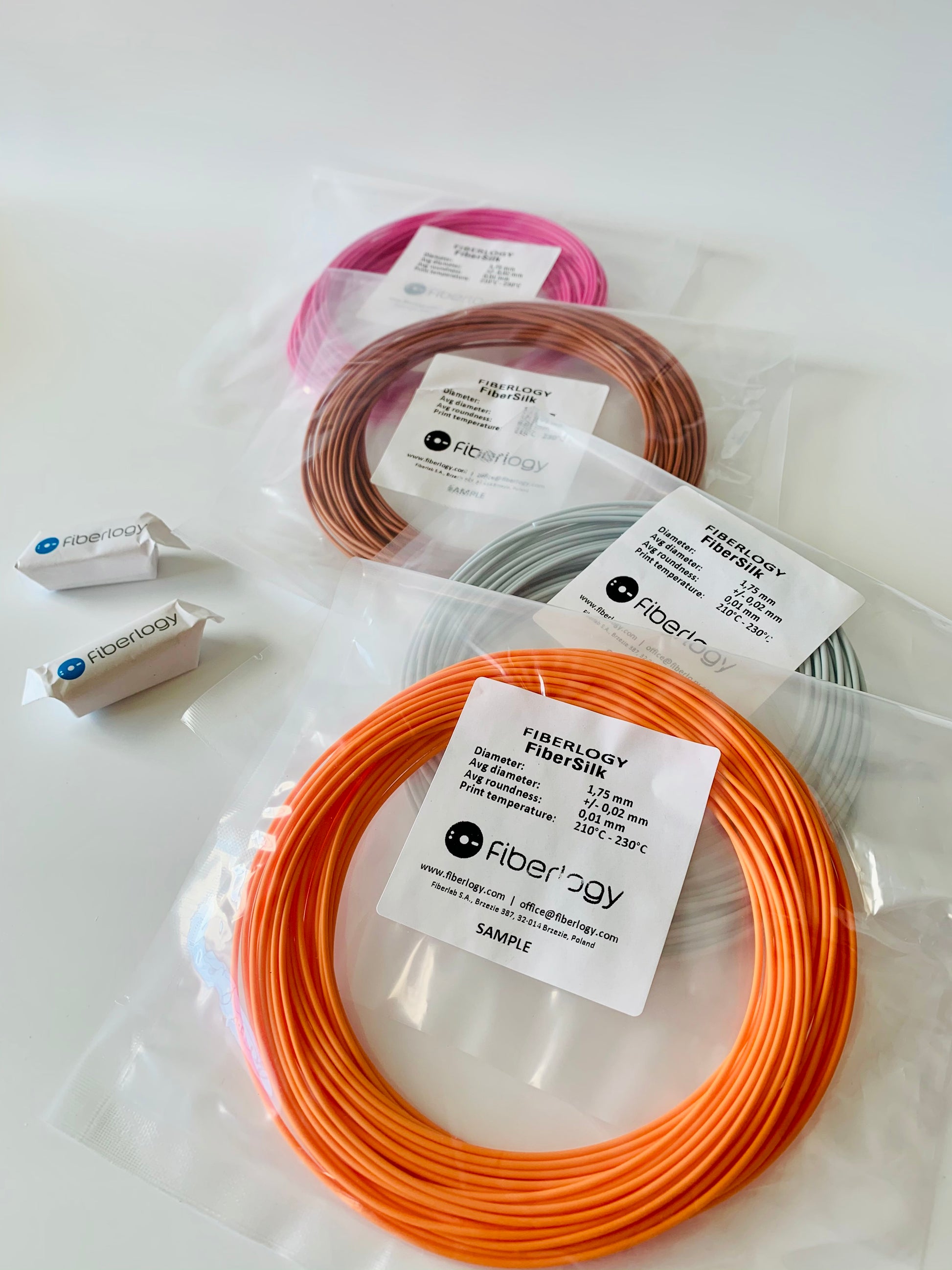 Fiberlogy Fibersilk 3D Printer Filament Samples
