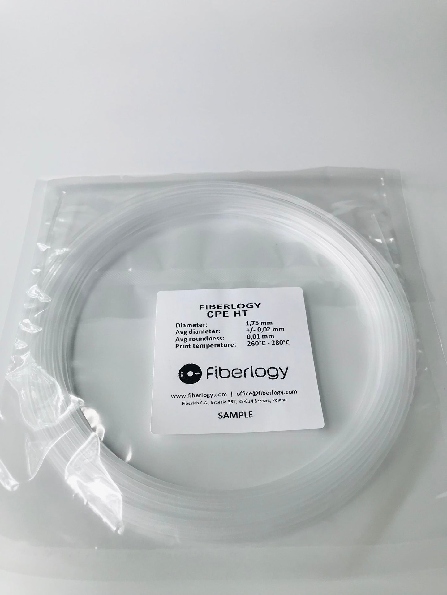 Fiberlogy CPE HT Food safe 3D printing filament sample size