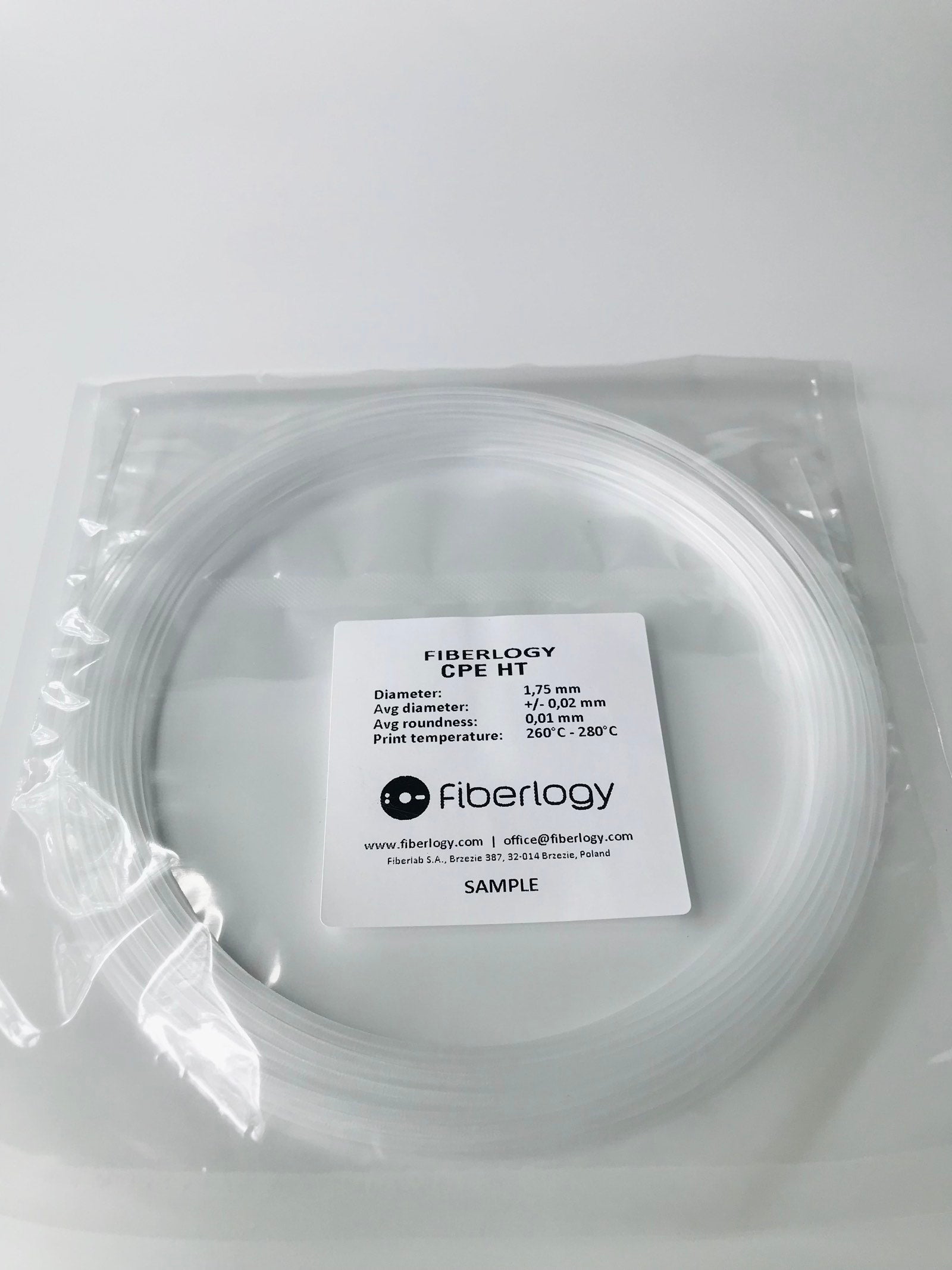 Fiberlogy CPE HT Food safe 3D printing filament sample size