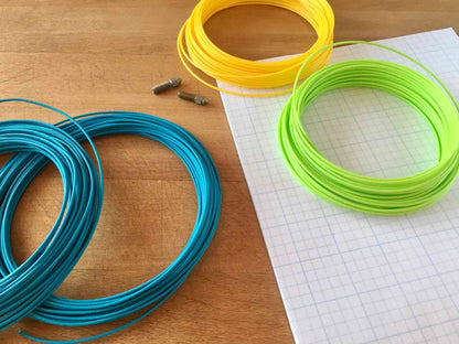 Fiberlogy HD PLA Samples Blue, Light Green, Yellow