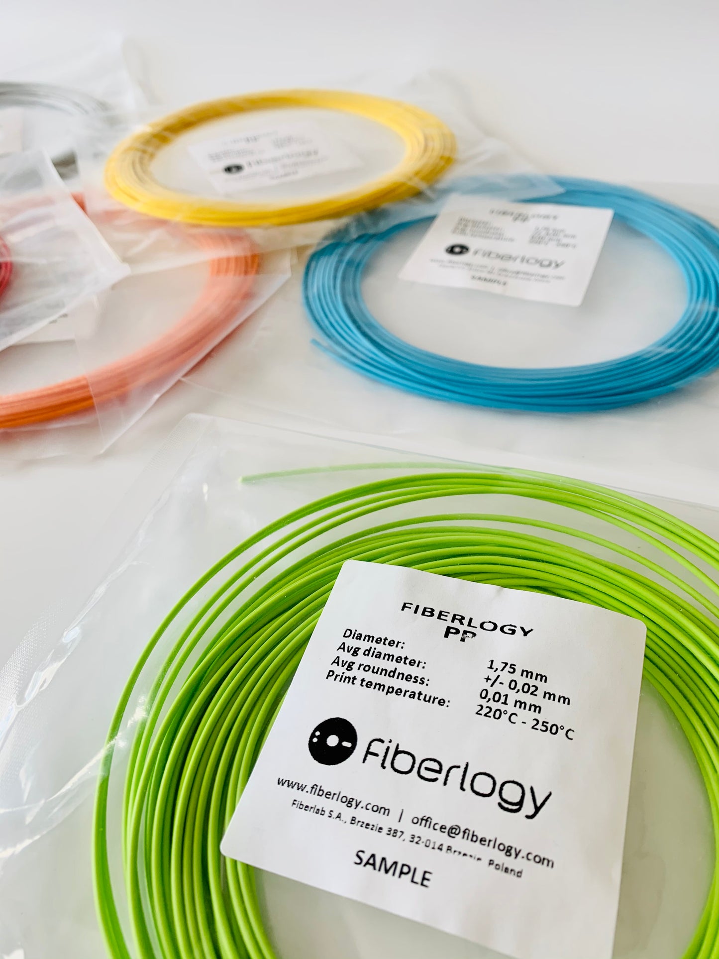 Fiberlogy PP 3D Printer Filament Samples 