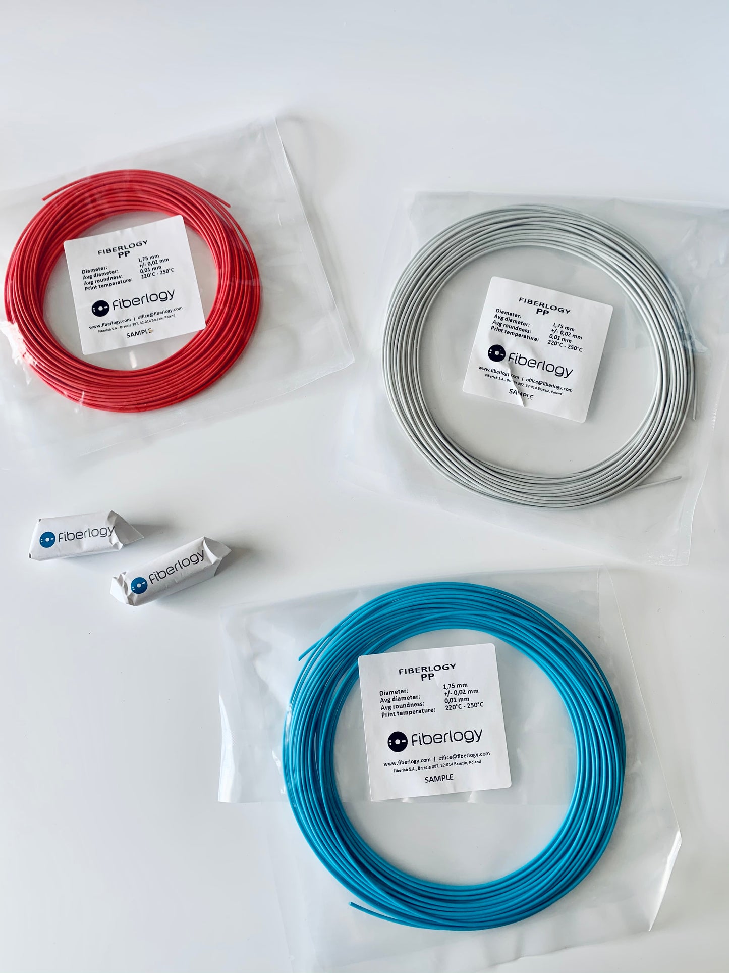 Fiberlogy PP 3D Printer Filament Samples 