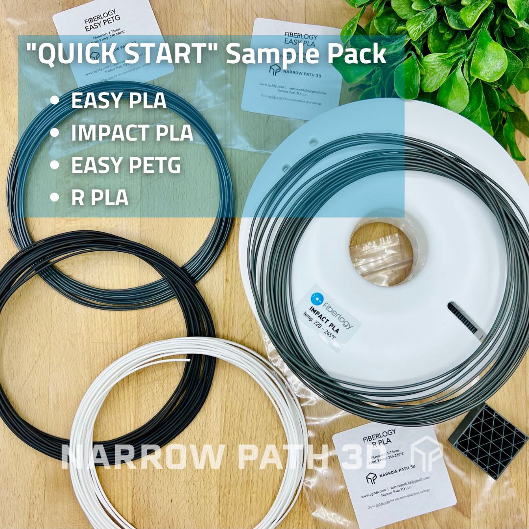 Fiberlogy Sample Pack Quick Start Easy PLA Imapct PLA Easy PETG R PLA exclusive at Narrow Path 3D