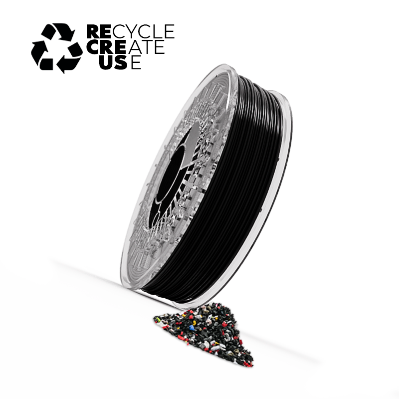 Reciflex - 100% Recycled Professional Flexible TPU 3D Printing Material US, Black, 750g, 1.75mm