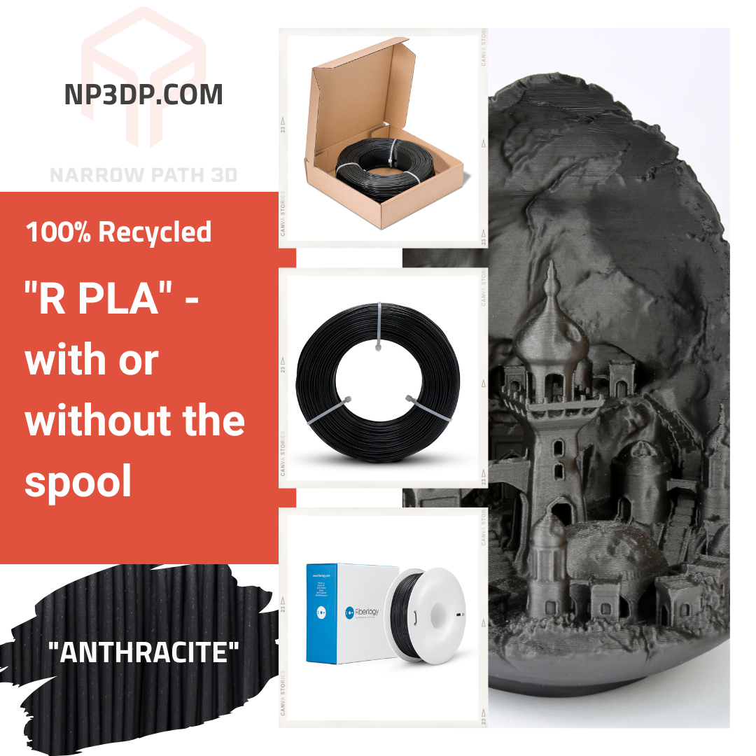 Fiberlogy R PLA and R PLA REFILL - 100% Eco Environmentally Friendly 3D Printer Filament, No Spool Option 1.75mm, 0.85kg (1.87lbs.)