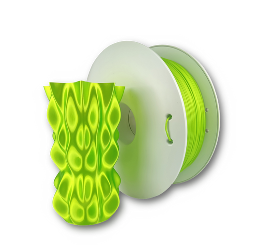 Fiberlogy FIBERSILK METALLIC Spool with Sample Print Light Green